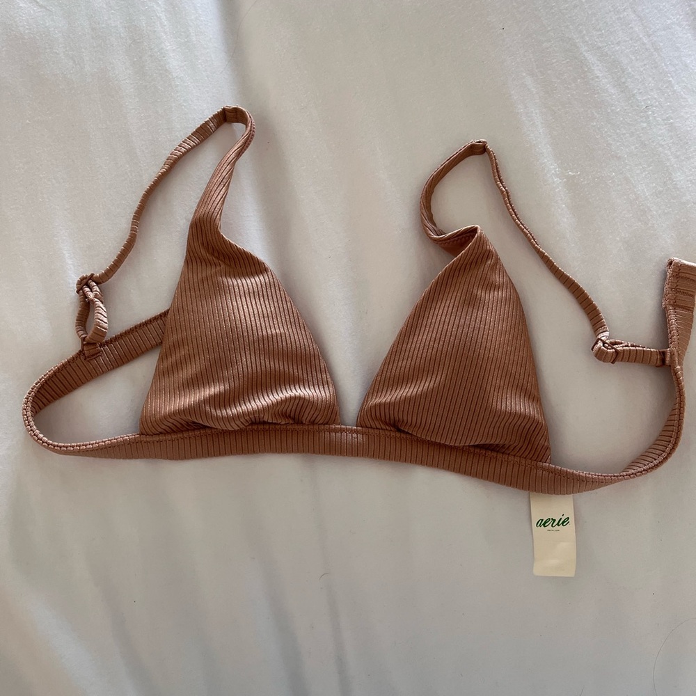 New! Shiny beige bikini top
